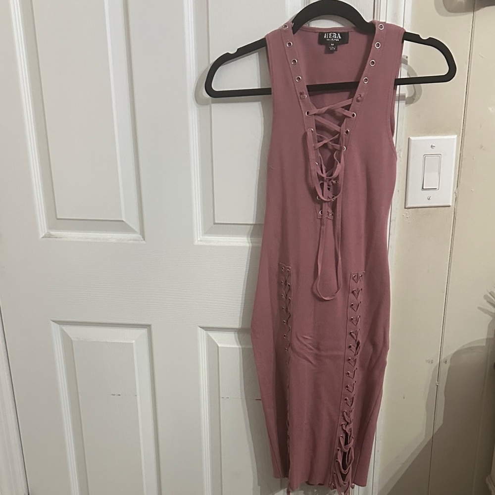 Hera Collection Mauve Lace-Up Dress